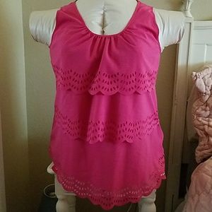 Lane Bryant sz 18 Fuschia scallop trip top